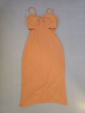 Guess Orange Front Cutout Midi Dress - Women
